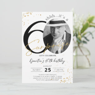 Surprise 60e anniversaire Gold Photo Invitation