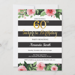 Surprise 60e anniversaire Invitation Femmes Floral
