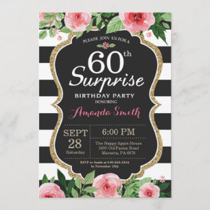 Surprise 60e anniversaire Invitation Femmes Floral