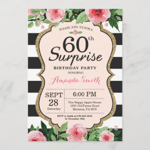 Surprise 60e anniversaire Invitation Femmes Floral
