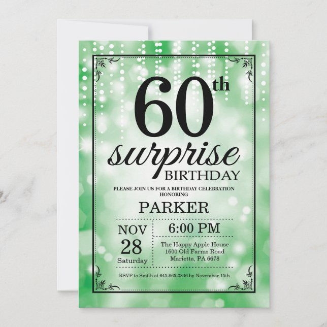 Surprise 60e anniversaire Invitation Parties scint (Devant)