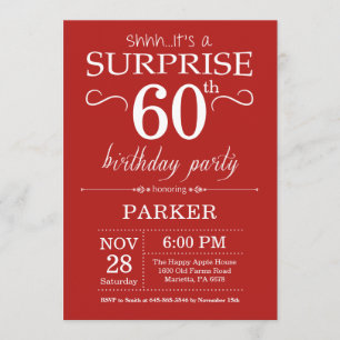 Surprise 60e anniversaire Invitation Rouge