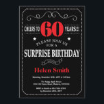 Surprise 60e anniversaire Invitation Rouge et Noir<br><div class="desc">Surprise 60e anniversaire Invitation Typographie rouge et noire. Tableau de bord. Arrière - plan noir et blanc. Anniversaire adulte. Hommes ou Femmes Anniversaire. Enfants Garçon ou fille Ado Anniversaire adolescent Invitation . 13ème 15ème 16ème 18ème 20ème 21ème 30ème 40ème 50ème 60ème 70ème 80ème 90ème 100ème. N'Importe Quel Âge. Pour plus...</div>