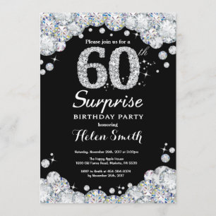 Surprise 60e anniversaire Invitation Silver Diamon