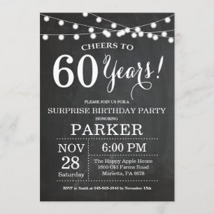Surprise 60e anniversaire Invitation Tableau de bo