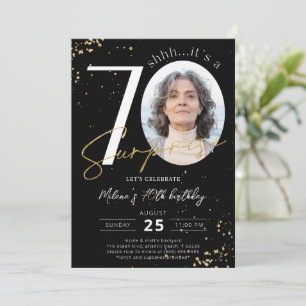 Surprise 70e anniversaire Black Gold Invitation ph
