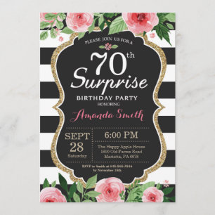 Surprise 70e anniversaire Invitation Femmes Floral