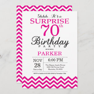 Surprise 70e anniversaire Invitation Hot Pink Chev
