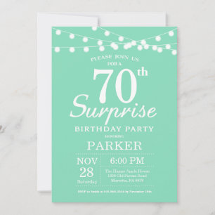 Surprise 70e anniversaire Invitation Mint Green