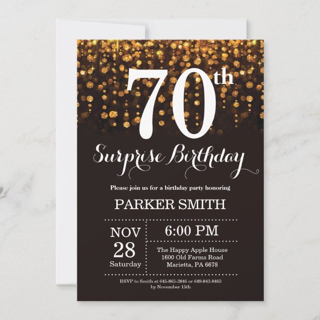 Surprise 70e anniversaire Invitation Parties scint (Devant)