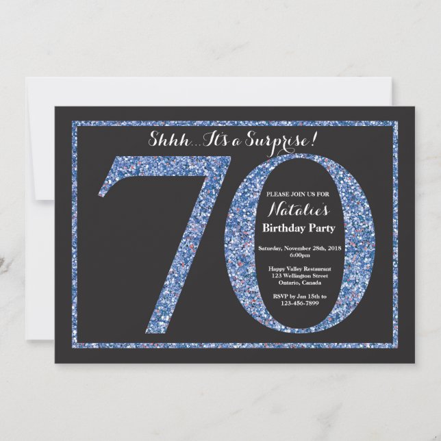 Surprise 70e anniversaire Invitation Parties scint (Devant)