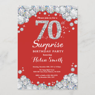 Surprise 70e anniversaire Invitation Silver Diamon