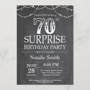 Surprise 70e anniversaire Invitation Tableau de bo