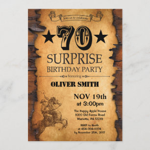Surprise 70e Invitation Occidentale Anniversaire