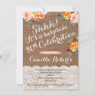Surprise 80e anniversaire de fête Cartes Invitatio
