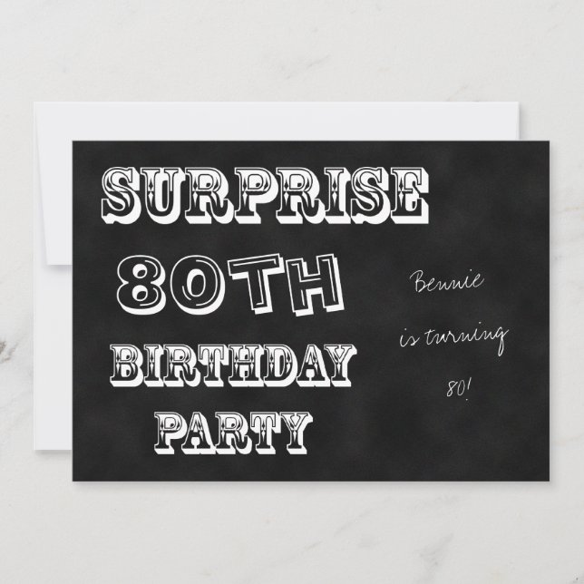 Surprise 80e anniversaire de fête Invitation table (Devant)