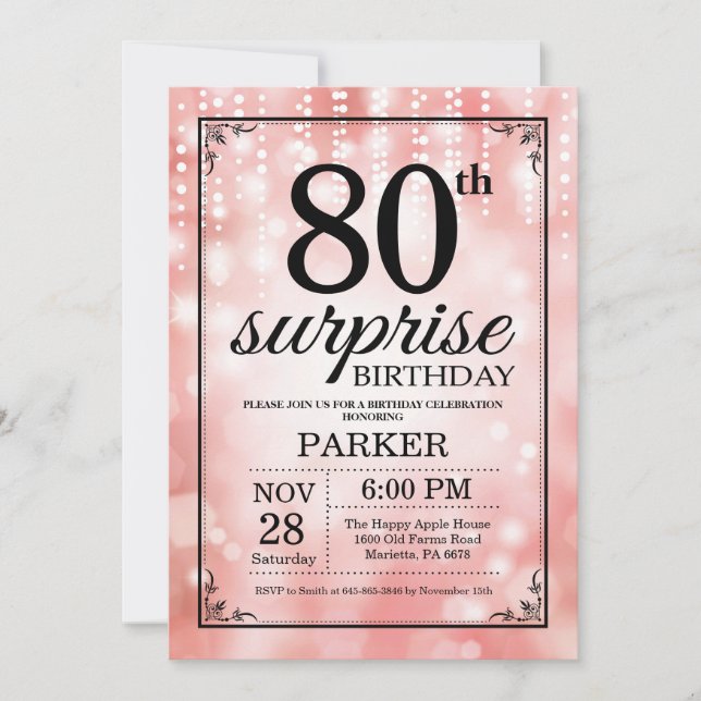 Surprise 80e anniversaire Invitation Parties scint (Devant)