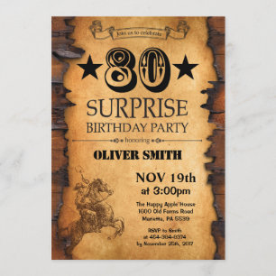 Surprise 80e Invitation Occidentale Anniversaire