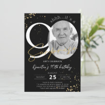 Surprise 90e anniversaire Black Gold Invitation ph