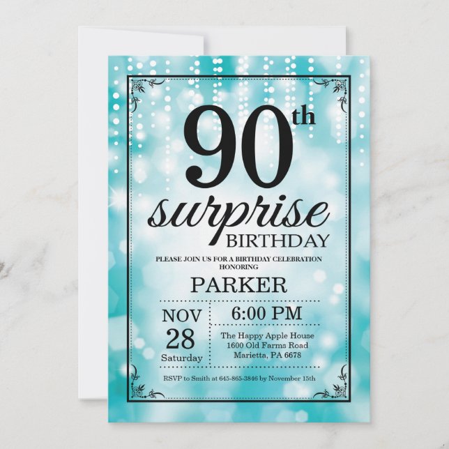 Surprise 90e anniversaire Invitation Parties scint (Devant)