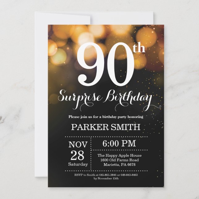 Surprise 90e anniversaire Invitation Parties scint (Devant)