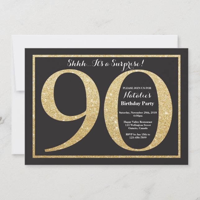 Surprise 90e anniversaire Invitation Parties scint (Devant)