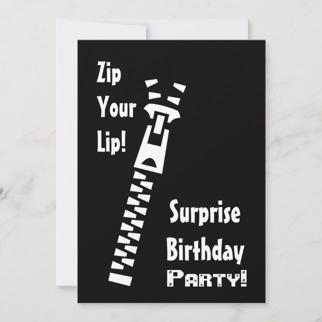 SURPRISE Anniversaire Invitation Zip Your Lip (Devant)