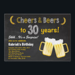 Surprise Cheers and Beers 30th Birthday Invitation<br><div class="desc">Surprise Cheers and Beers 30th Birthday Invitation. Anniversaire adulte. Anniversaire de la bière pour hommes. Tableau noir et blanc Arrière - plan. Pour plus de personnalisation,  cliquez sur le bouton "Customiser" et utilisez notre outil de conception pour modifier ce modèle.</div>