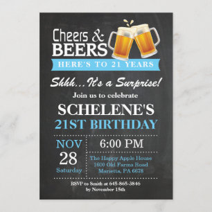 Surprise Cheers and Beers Invitation 21e anniversa