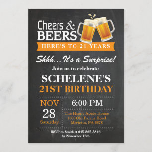 Surprise Cheers and Beers Invitation 21e anniversa