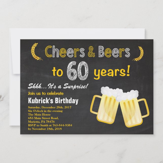 Surprise Cheers and Beers Invitation 60e anniversa (Devant)