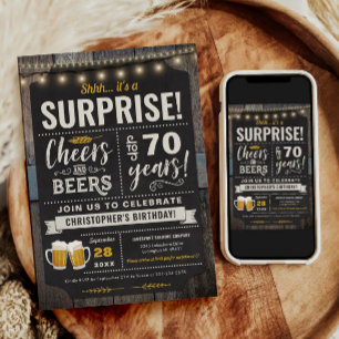 Surprise Cheers and Beers Invitation 70e anniversa