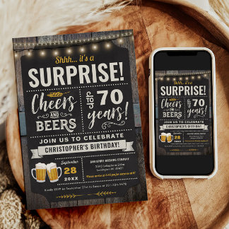 Surprise Cheers and Beers Invitation 70e anniversa