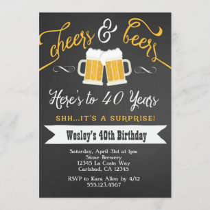 Surprise Cheers & Beers Invitation 40e anniversair