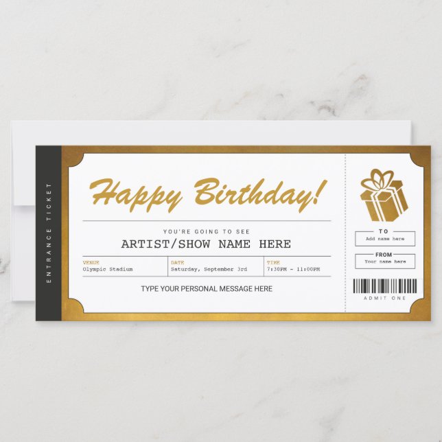 Surprise Concert Gold Gift Invitation (Devant)