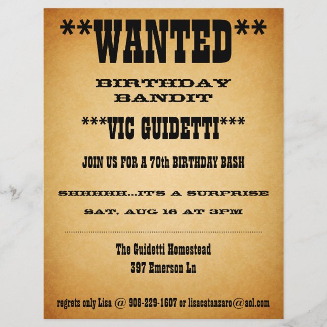 Surprise d'anniversaire Recherchée (Devant)