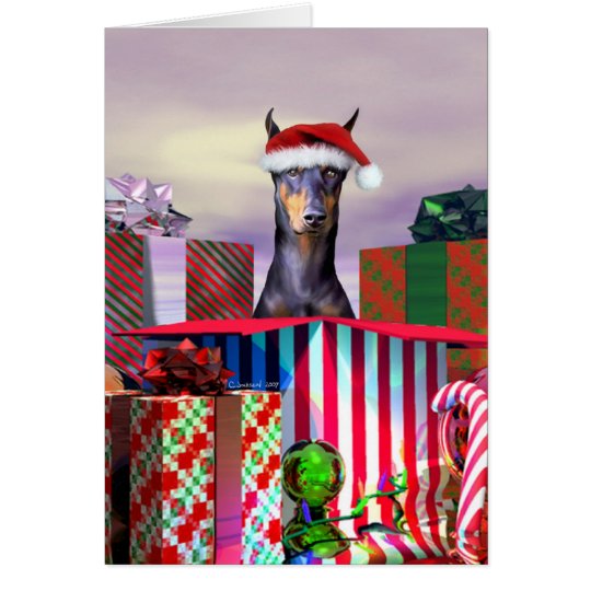Surprise de Noël de dobermann Cartes