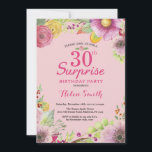 Surprise Floral 30e anniversaire Invitation pour f<br><div class="desc">Surprise Floral 30th Birthday Invitation for Women. Aquarelle florale,  Arrière - plan rose. 16ème 18ème 21ème 30ème 40ème 60ème 70ème 80ème 90ème 100ème. N'Importe Quel Âge. Pour plus de personnalisation,  cliquez sur le bouton "Customiser" et utilisez notre outil de conception pour modifier ce modèle.</div>