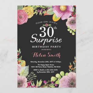 Surprise Floral 30e anniversaire Invitation pour f