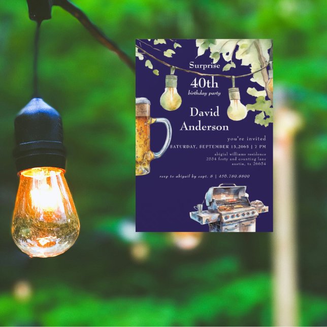 Surprise Navy 40th BBQ Birthday Invitation (Créateur téléchargé)