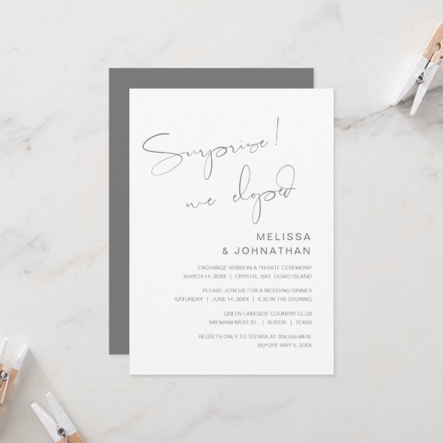 Surprise, nous nous sommes enfuis, Invitation à la (Devant/Arrière en situation)