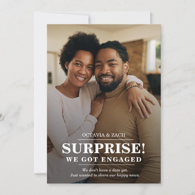 Surprise Nous sommes engagés dans le Faire-part ph (Devant)