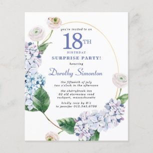 Surprise Party Budget 18e anniversaire Invitation