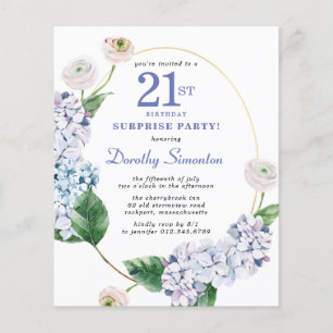 Surprise Party Budget 21e anniversaire Invitation