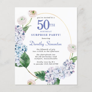 Surprise Party Budget 50e anniversaire Invitation