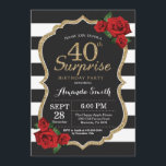 Surprise Red Rose 40e anniversaire Invitation Gold<br><div class="desc">Surprise Red Rose 40th Birthday Invitation Gold Parties scintillant. Invitation de la fête d'anniversaire Black and Gold. Parties scintillant d'or. Grandes taches noires et blanches. Tableau de bord. Numérique imprimable.
Pour plus de personnalisation,  cliquez sur le bouton "Customiser" et utilisez notre outil de conception pour modifier ce modèle.</div>