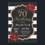 Surprise Red Rose 70th Birthday Invitation Gold<br><div class="desc">Surprise Red Rose 70th Birthday Invitation Gold Parties scintillant. Invitation de la fête d'anniversaire Black and Gold. Parties scintillant d'or. Grandes taches noires et blanches. Tableau de bord. Numérique imprimable.Pour plus de personnalisation,  cliquez sur le bouton "Customiser" et utilisez notre outil de conception pour modifier ce modèle.</div>
