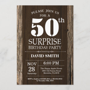 Surprise Rustic 50e anniversaire Invitation Vintag