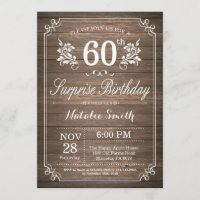 Surprise Rustic 60e anniversaire Invitation Floral