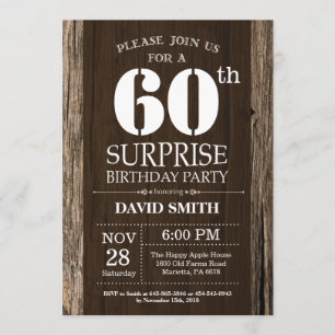Surprise Rustic 60e anniversaire Invitation Vintag